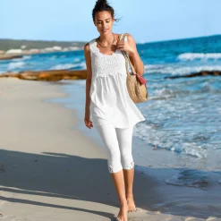 3/4 macramé legging, elastische tailleband