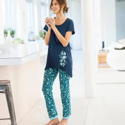 Asymmetrisch T-shirt met korte mouwen - marine