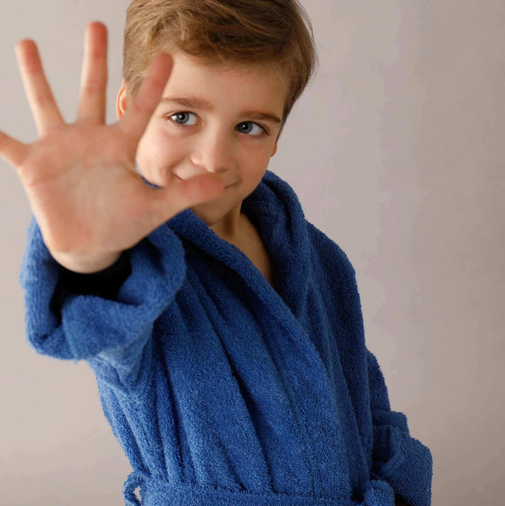 Badjas in lusjesbadstof met kap, voor kinderen