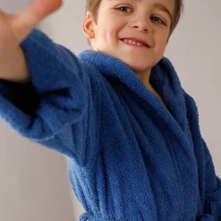 Badjas in lusjesbadstof met kap, voor kinderen