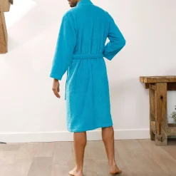 Badjas in lusjesbadstof met kimonokraag, unisex volwassenen