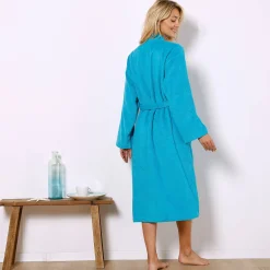 Badjas in lusjesbadstof met kimonokraag, unisex volwassenen