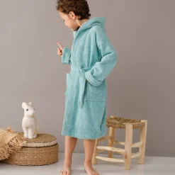Badjas in lusjesbadstof met kap, voor kinderen