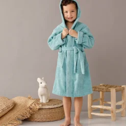 Badjas in lusjesbadstof met kap, voor kinderen