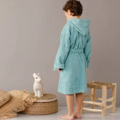 Badjas in lusjesbadstof met kap, voor kinderen
