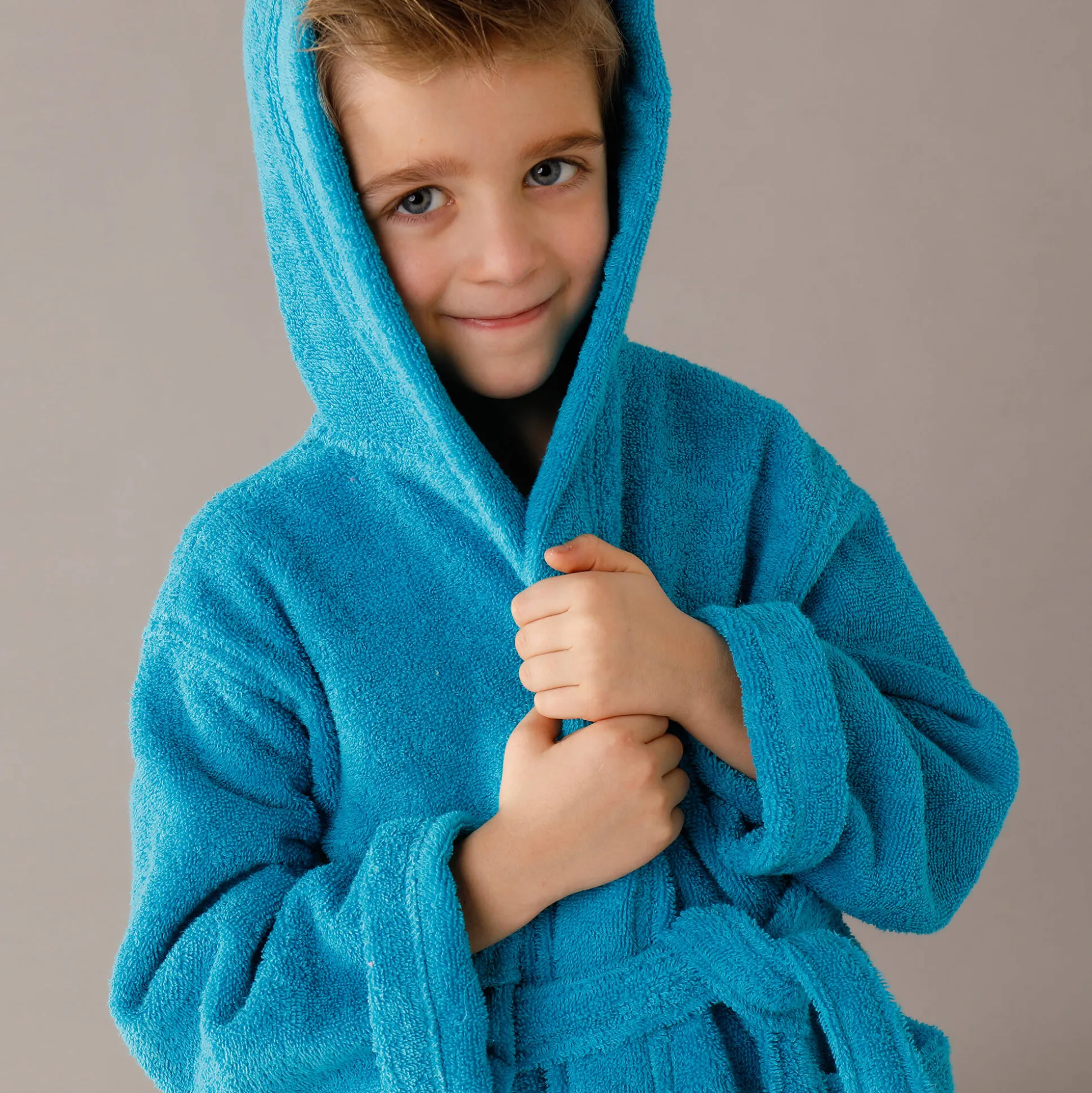 Badjas in lusjesbadstof met kap, voor kinderen