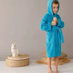 Badjas in lusjesbadstof met kap, voor kinderen
