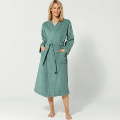 Badjas in lusjesbadstof met kimonokraag, unisex volwassenen