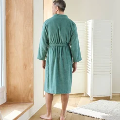 Badjas in lusjesbadstof met kimonokraag, unisex volwassenen