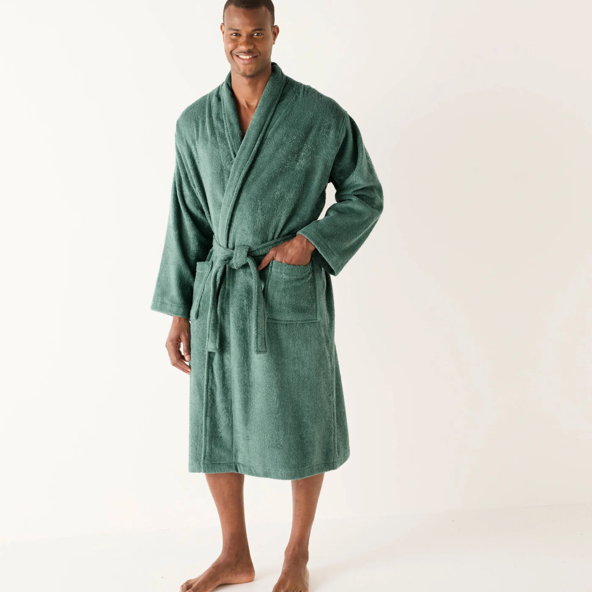 Badjas in lusjesbadstof met sjaalkraag, unisex volwassenen