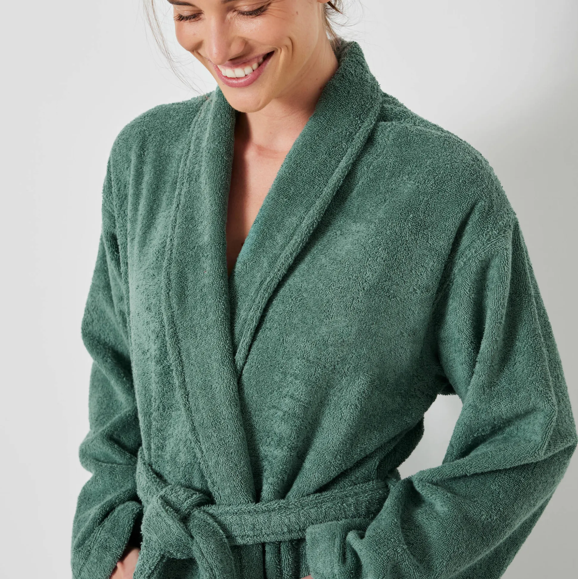 Badjas in lusjesbadstof met sjaalkraag, unisex volwassenen