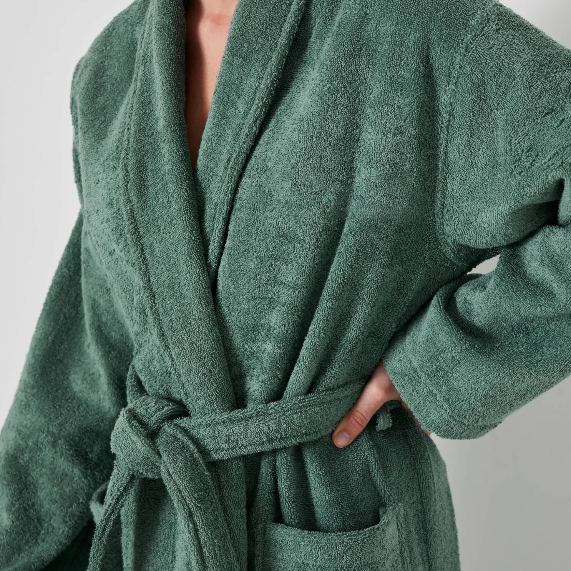 Badjas in lusjesbadstof met sjaalkraag, unisex volwassenen