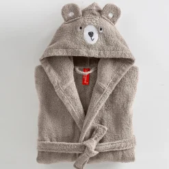 Badjas met kap voor kinderen, beertjesmotief, in katoen - 340 g/m2