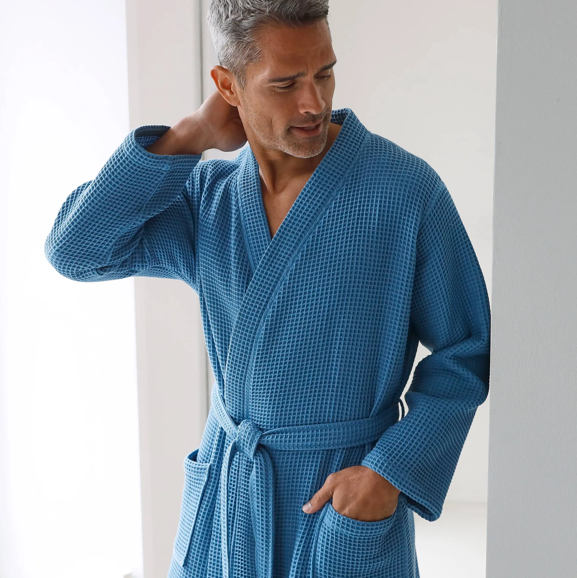 Badjas, unisex volwassenen, honingraattricot 230 g/m2