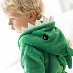Badjas voor kinderen, dinosaurus, met kap, streelzachte microvezel