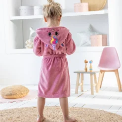 Badjas voor kinderen, eenhoorn, met kap, streelzachte microvezel