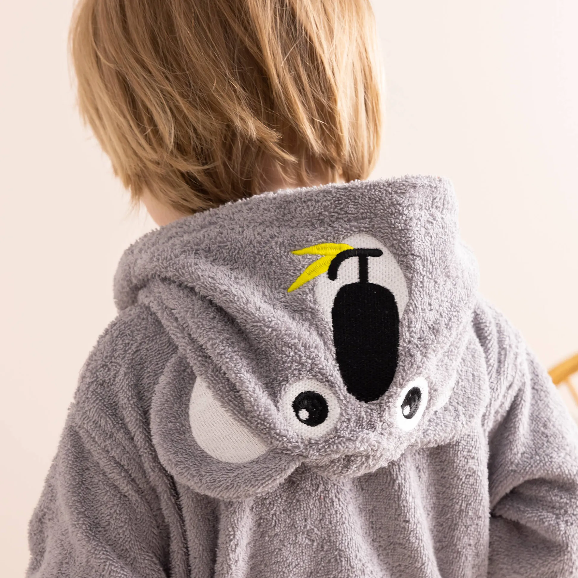 Badjas voor kinderen, personaliseerbaar, koala met kap