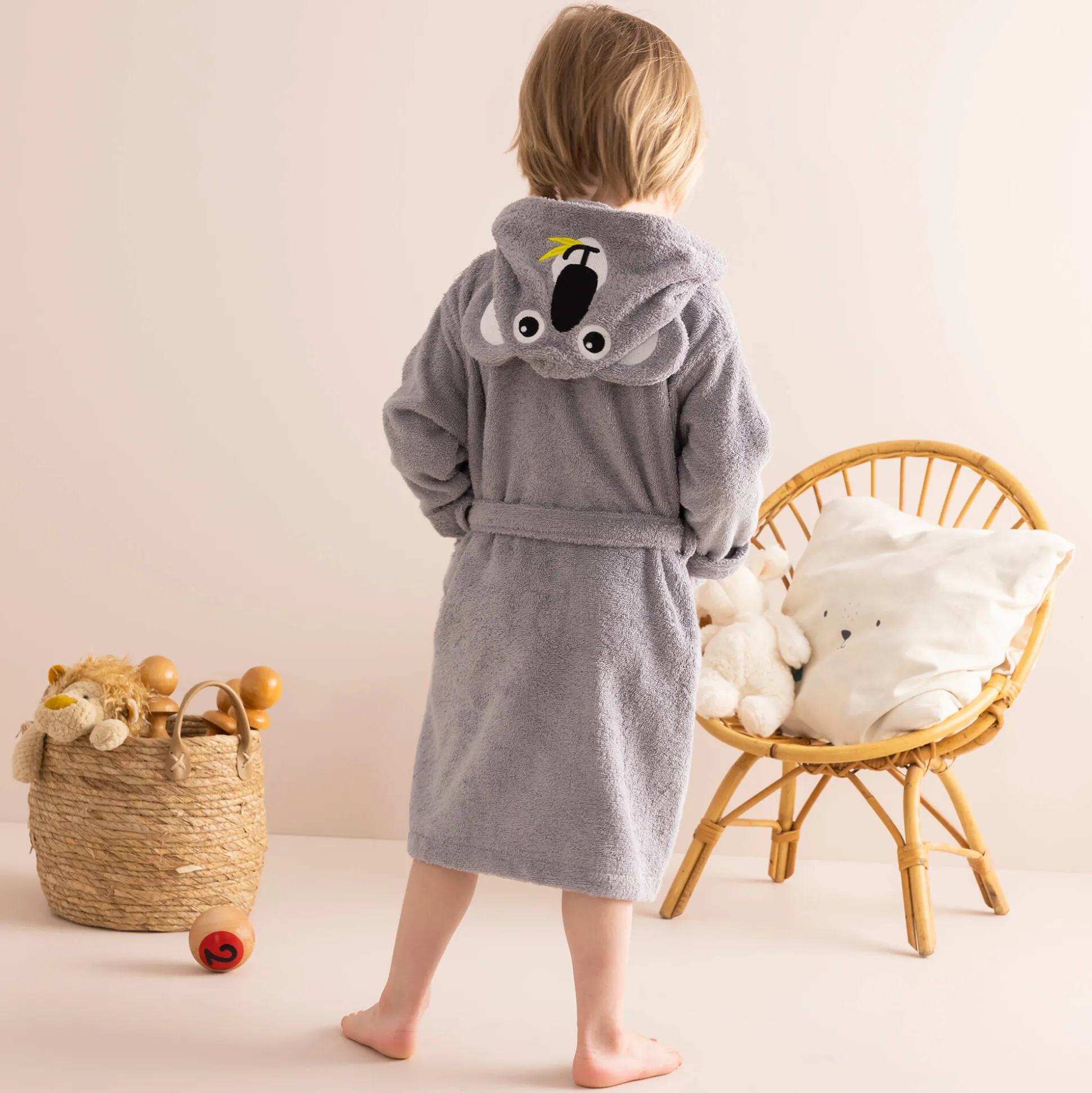 Badjas voor kinderen, personaliseerbaar, koala met kap