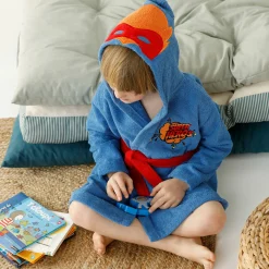 Badjas voor kinderen 'superheld', met kap, katoenen badstof - 340 g/m2