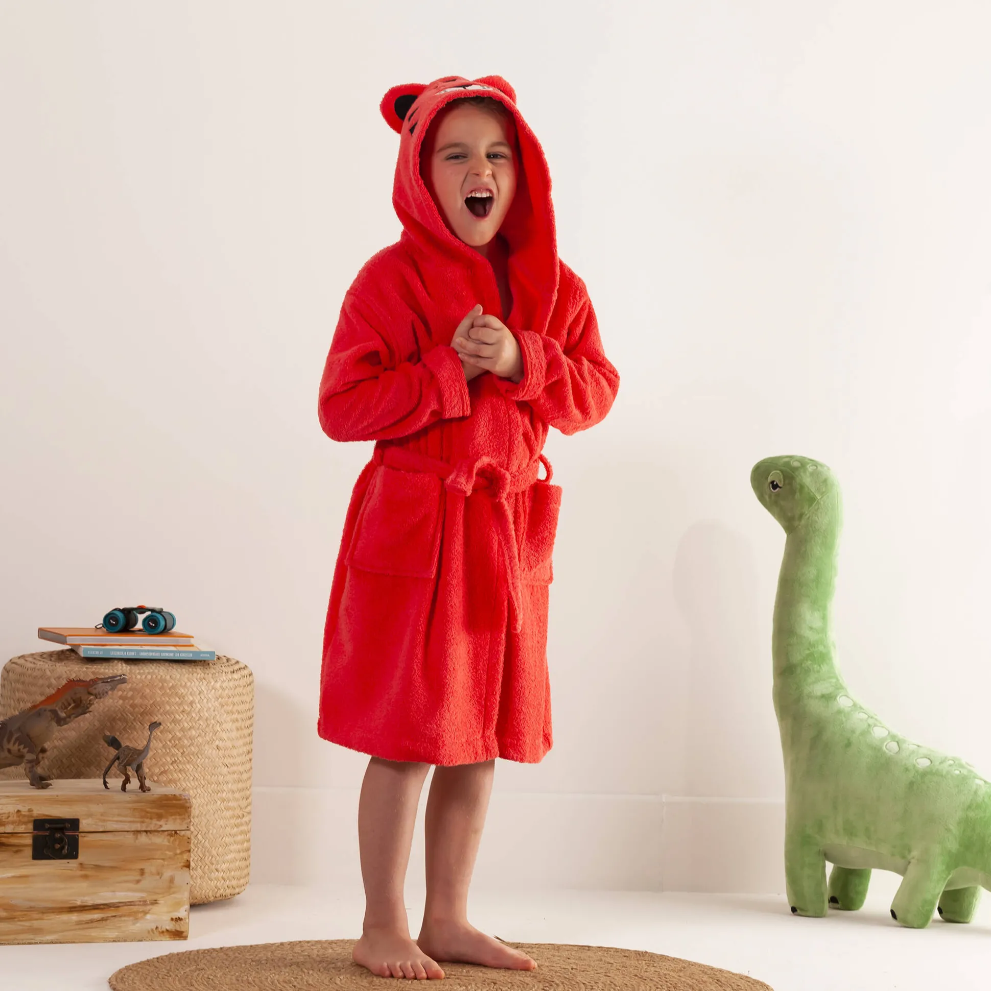 Badjas voor kinderen, tijger, katoenen badstof - 340 g/m2