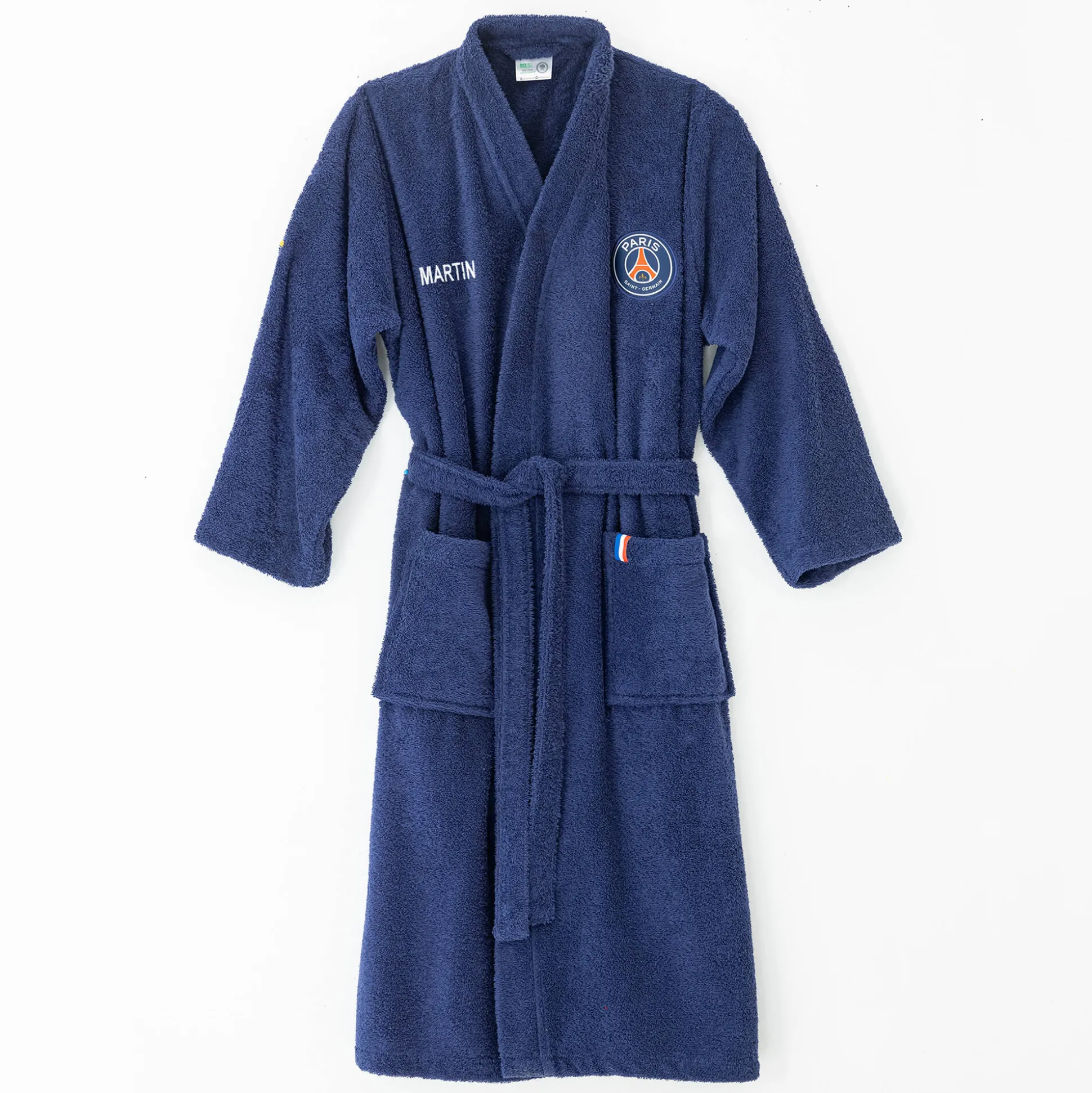 Badjas voor volwassenen in badstof met kimonokraag PSG®, personaliseerbaar