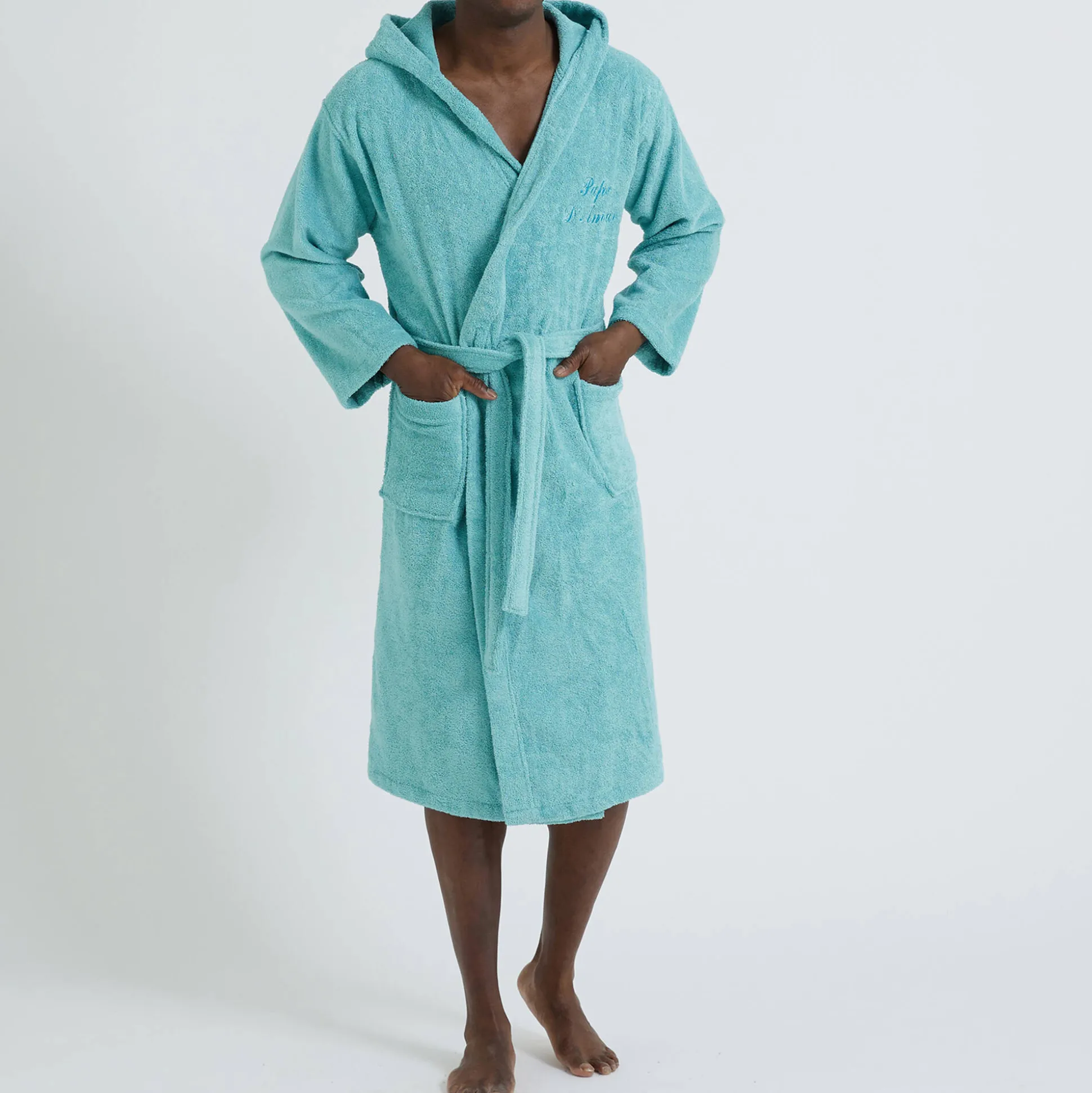 Badjas voor volwassenen, unisex, lusjesbadstof, personaliseerbaar