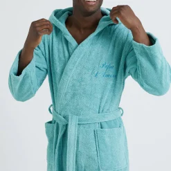 Badjas voor volwassenen, unisex, lusjesbadstof, personaliseerbaar