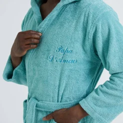 Badjas voor volwassenen, unisex, lusjesbadstof, personaliseerbaar