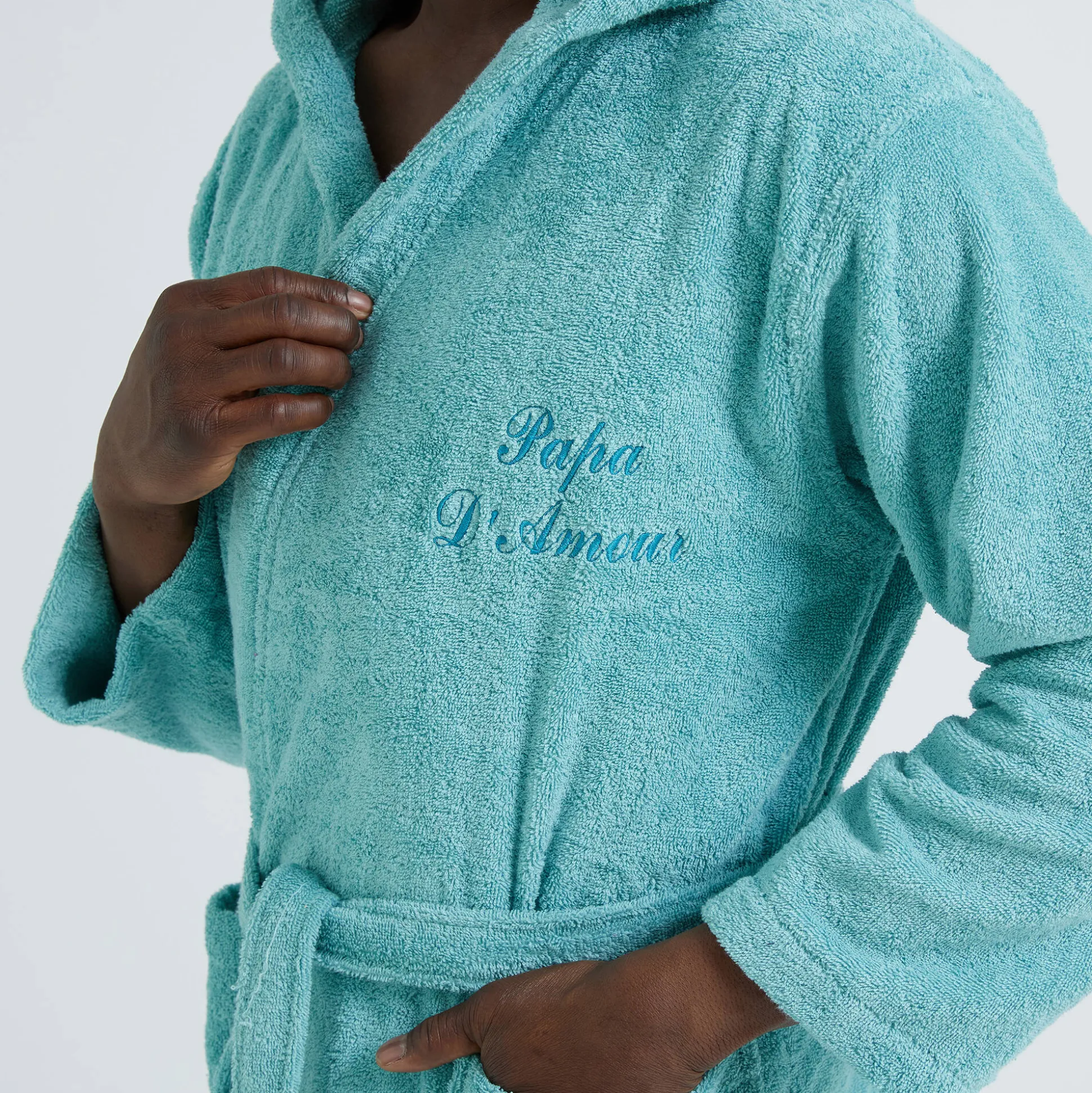 Badjas voor volwassenen, unisex, lusjesbadstof, personaliseerbaar