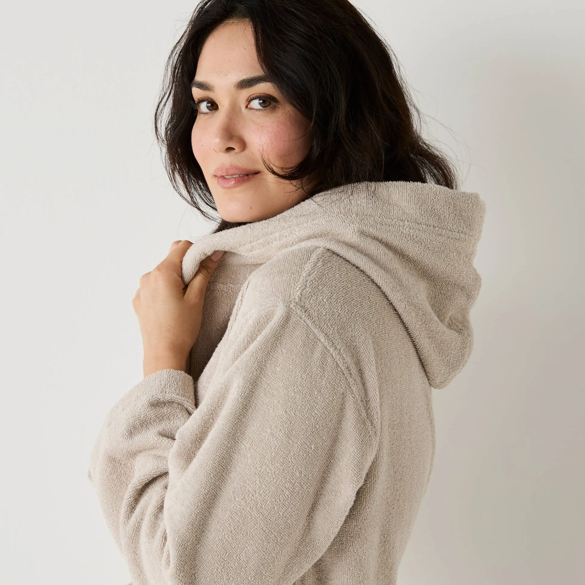 Badjas voor volwassenen, unisex, kraag met 'snel droog' kap