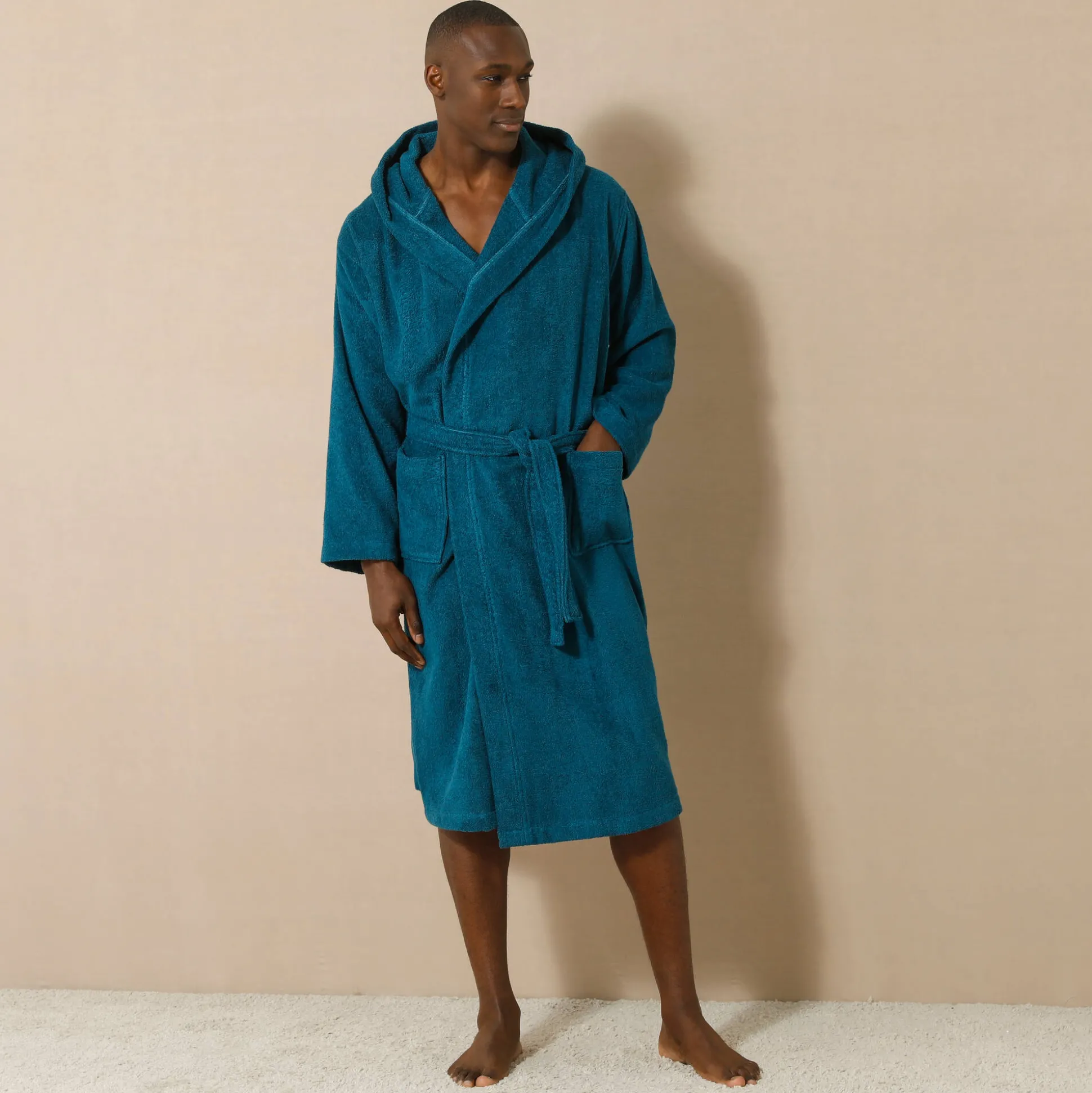 Badjas voor volwassenen, unisex, kraag met 'snel droog' kap