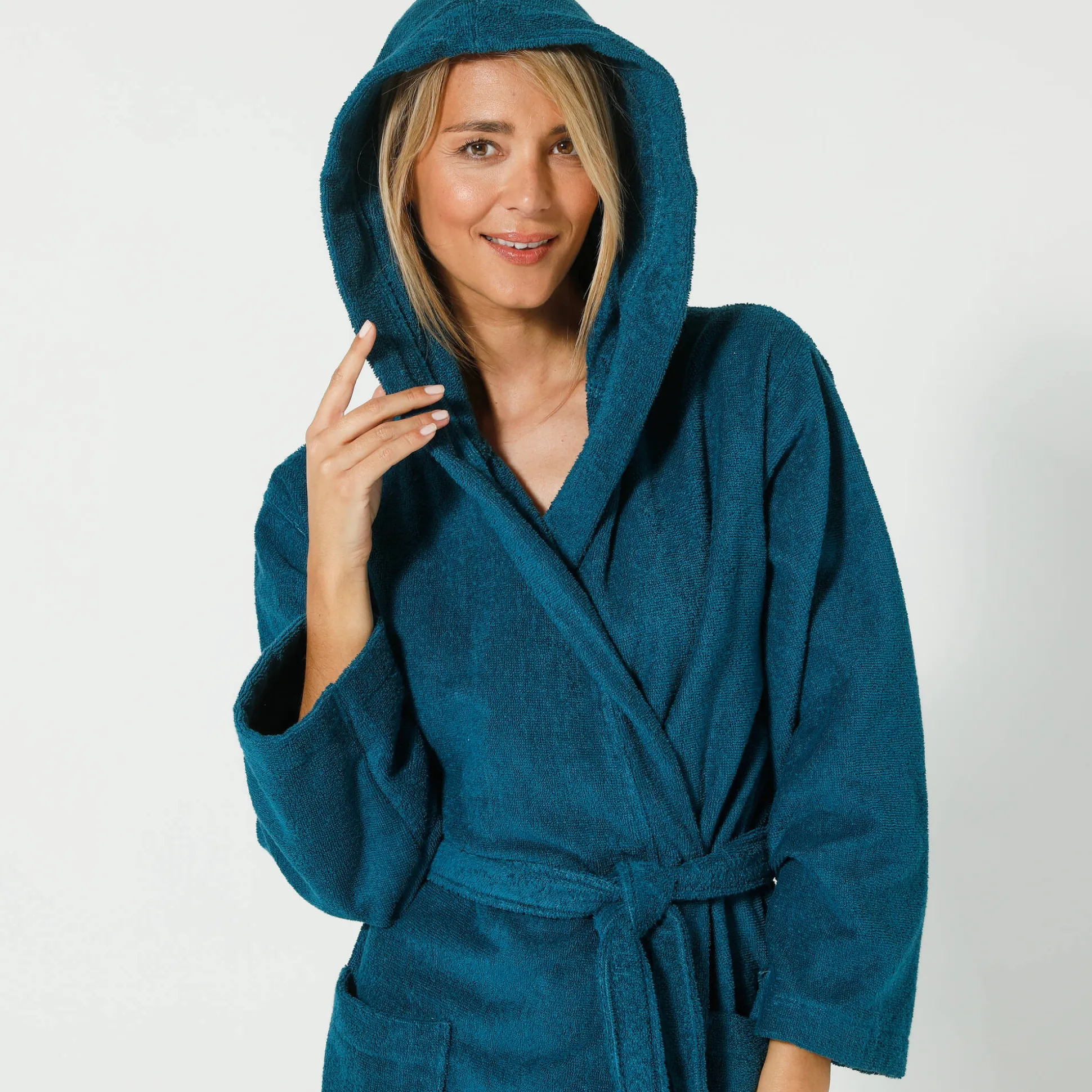 Badjas voor volwassenen, unisex, kraag met 'snel droog' kap
