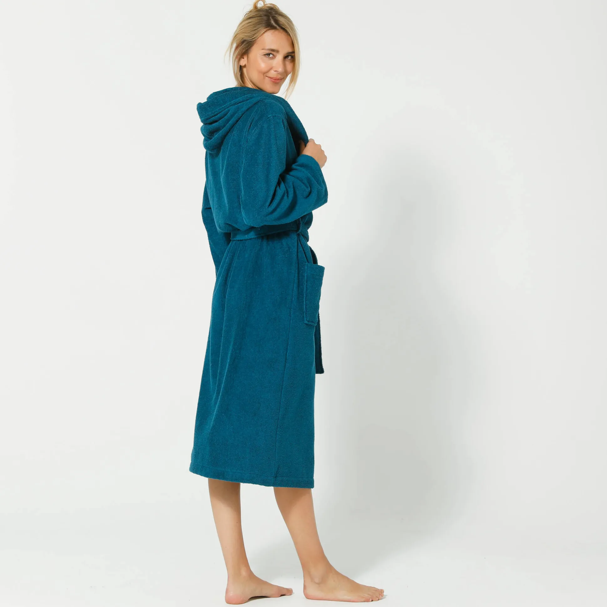 Badjas voor volwassenen, unisex, kraag met 'snel droog' kap
