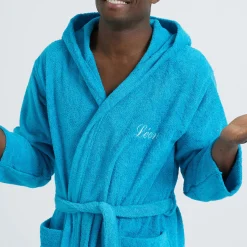 Badjas voor volwassenen, unisex, lusjesbadstof, personaliseerbaar