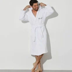Badjas voor volwassenen, unisex, lusjesbadstof, personaliseerbaar
