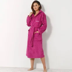 Badjas voor volwassenen, unisex, lusjesbadstof, personaliseerbaar