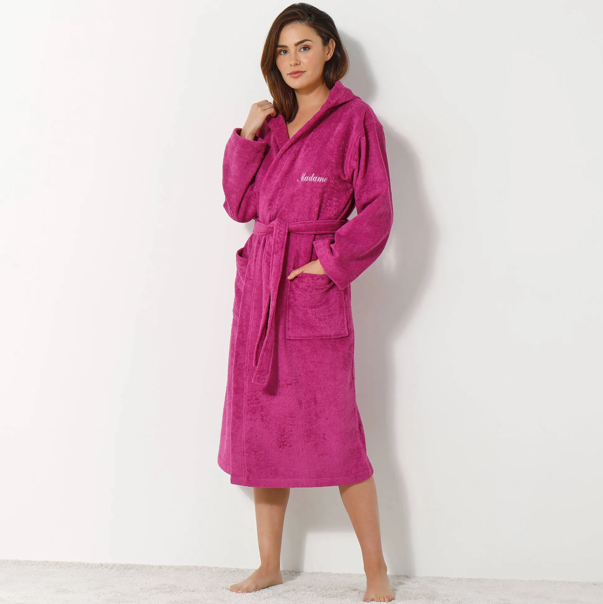 Badjas voor volwassenen, unisex, lusjesbadstof, personaliseerbaar
