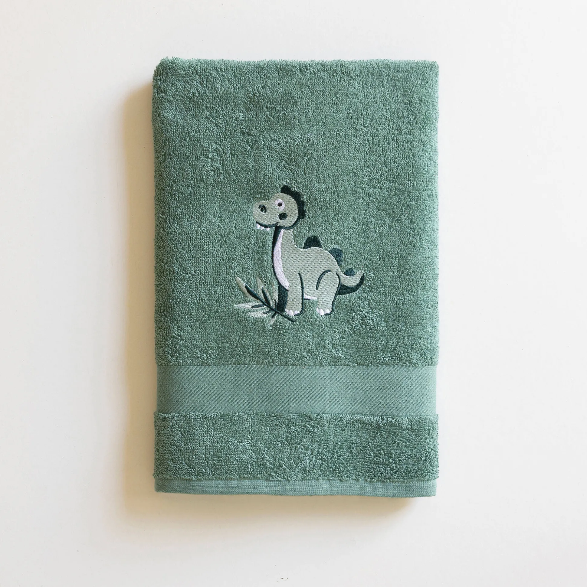 Badstofcollectie voor kinderen, geborduurd dinosaurusmotief, katoen - 380 g/m2