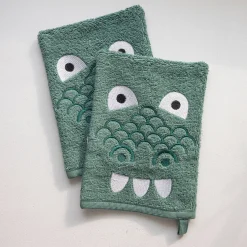 Badstofcollectie voor kinderen, geborduurd dinosaurusmotief, katoen - 380 g/m2