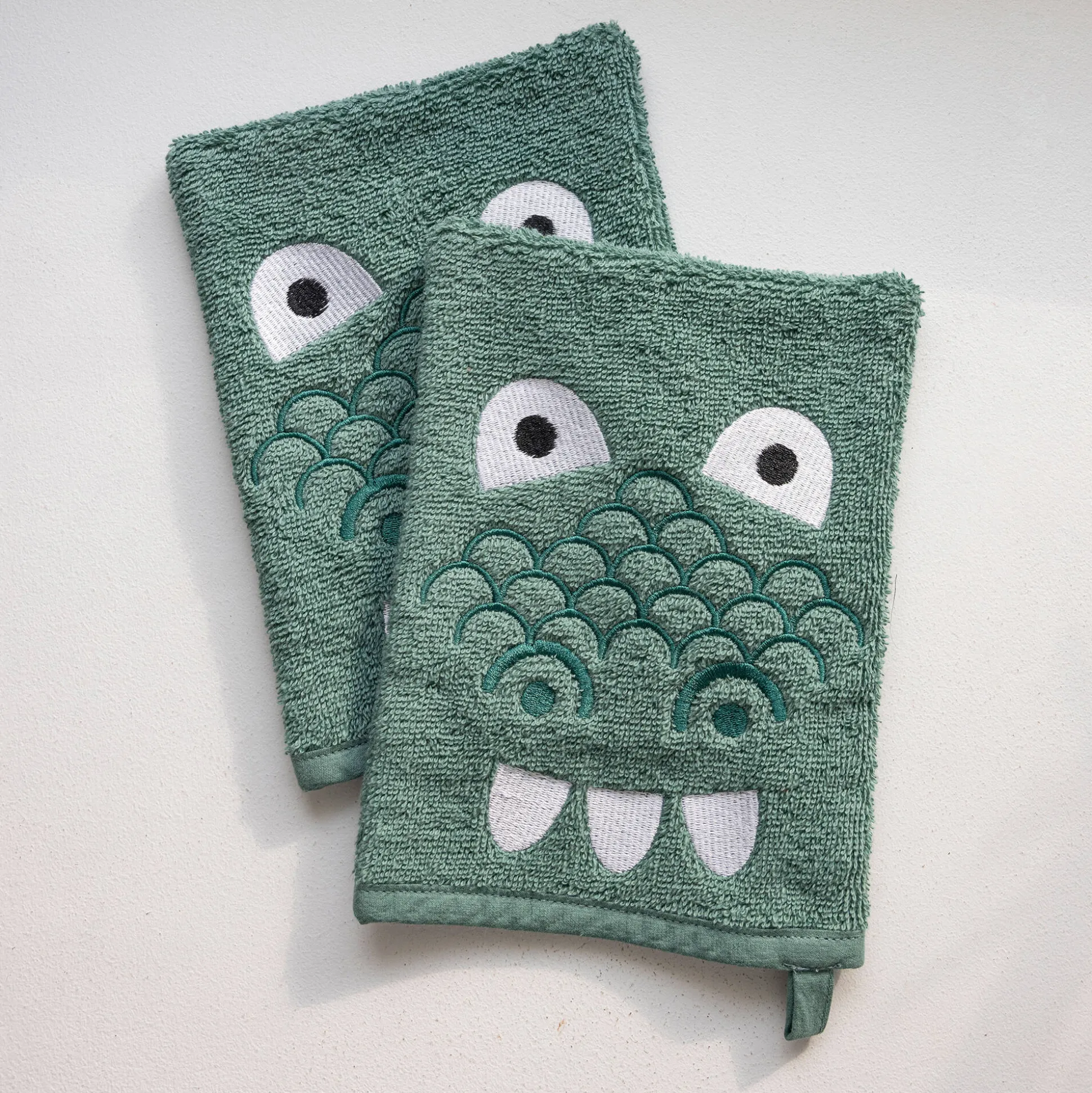 Badstofcollectie voor kinderen, geborduurd dinosaurusmotief, katoen - 380 g/m2