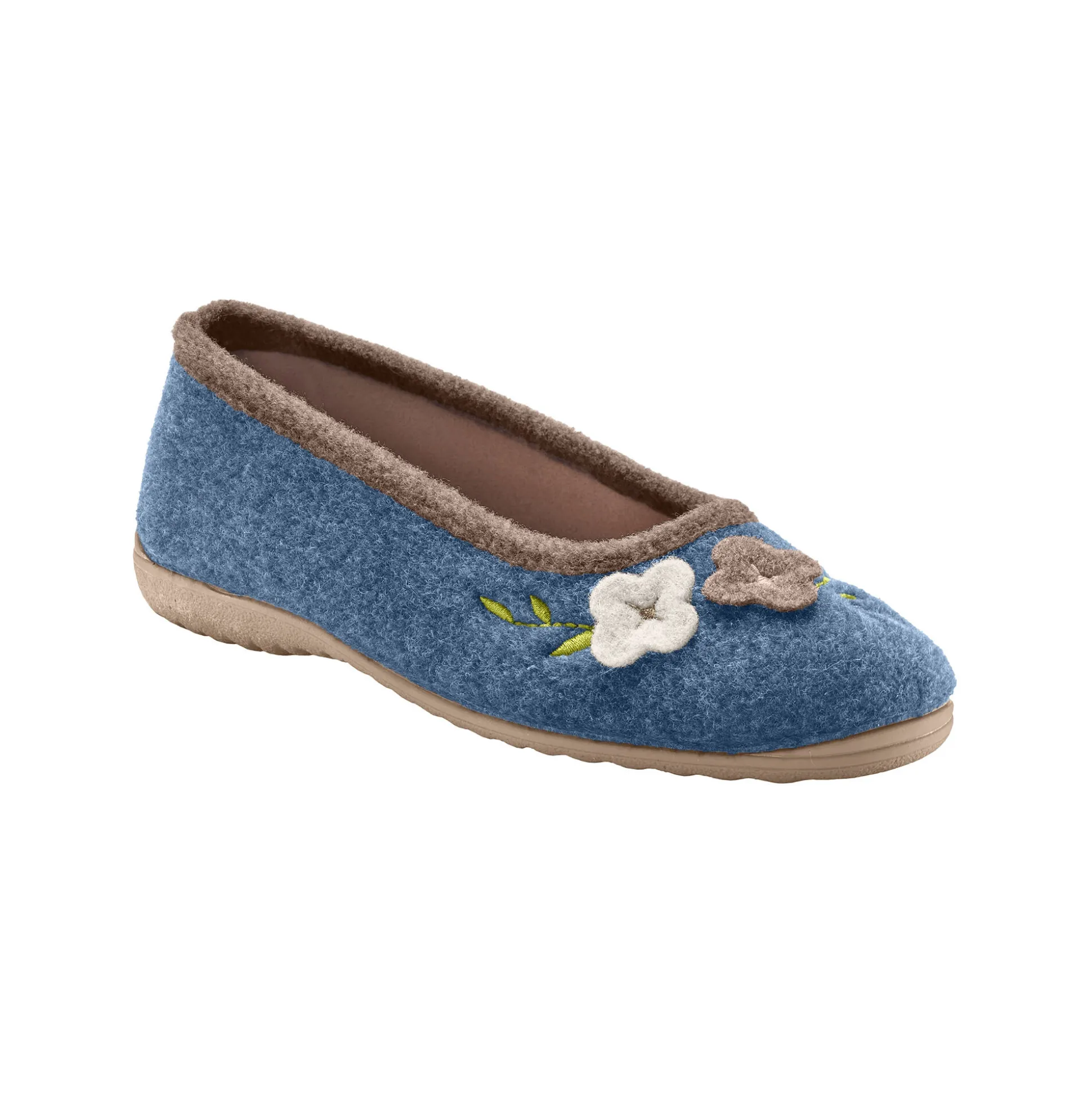 Ballerina's in wolvilt met opgelegde bloem