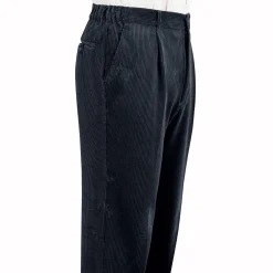 Bandplooibroek in velours met elastische tailleband