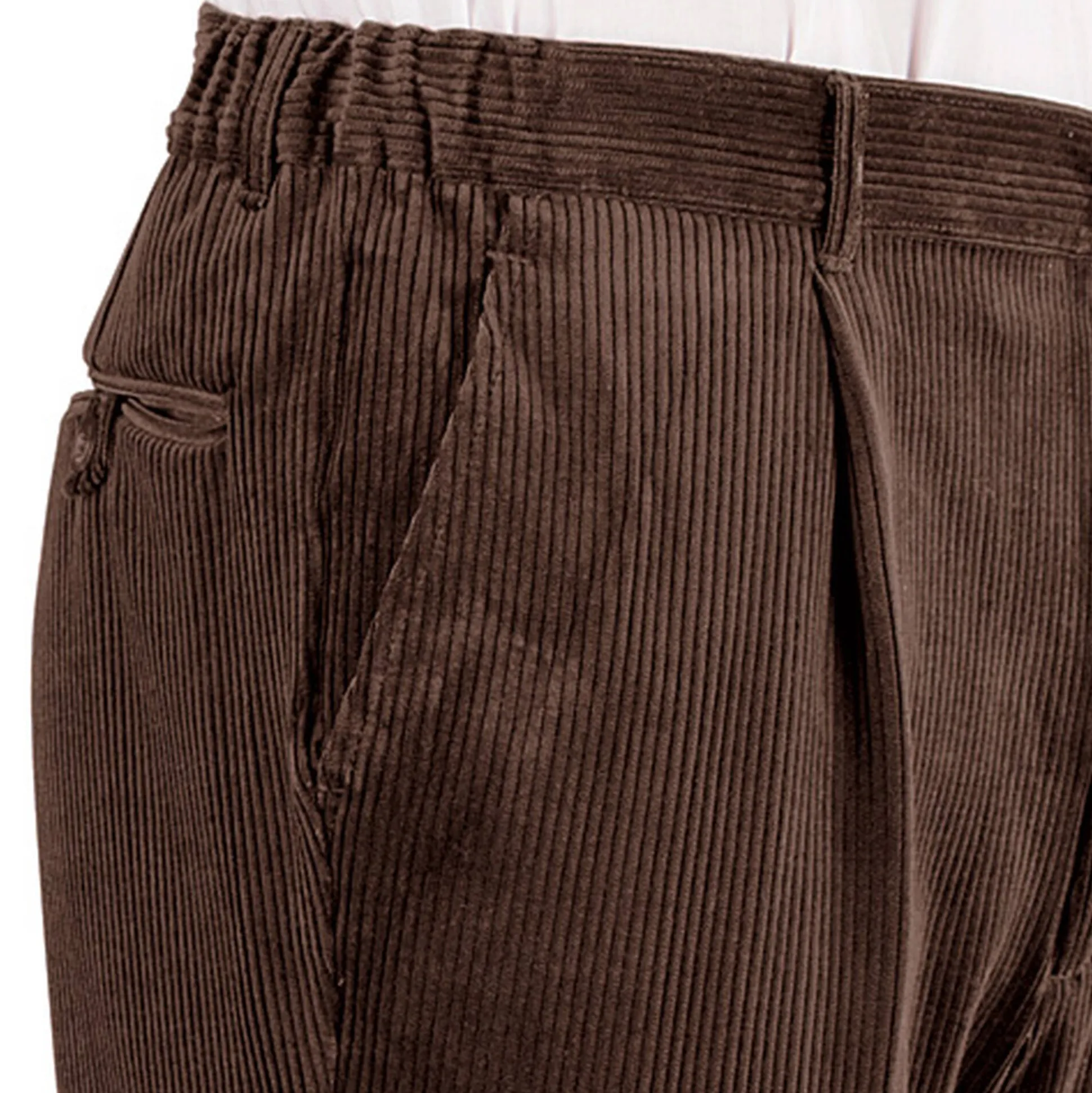 Bandplooibroek in velours met elastische tailleband