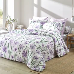 Bedlinnen Agapanthe in katoen, met bloemenprint