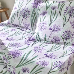 Bedlinnen Agapanthe in katoen, met bloemenprint