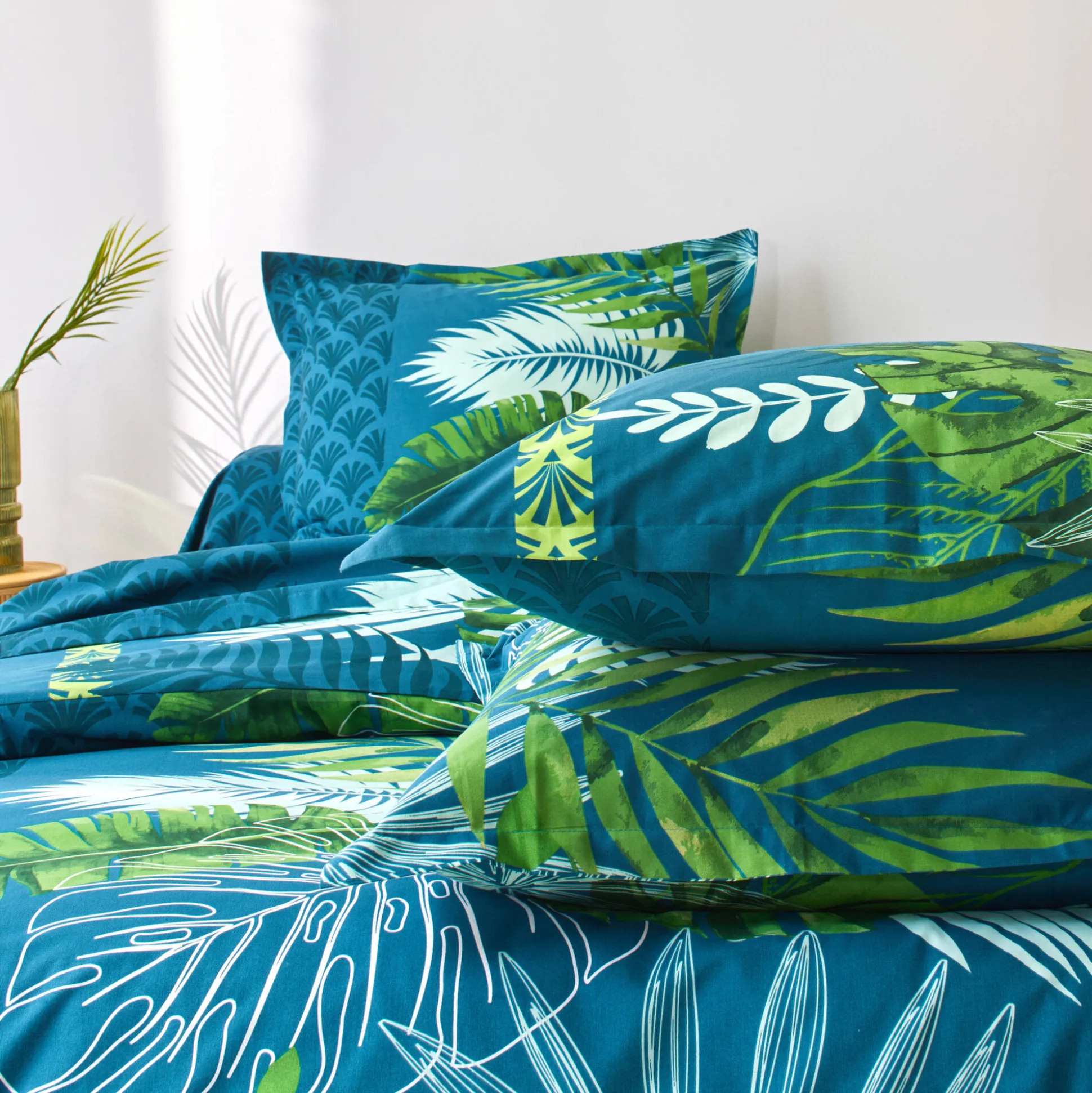 Bedlinnen Cayenne, in katoen met palmboomprint