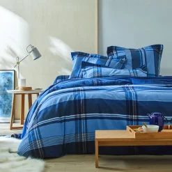 Bedlinnen in flanel Scott, ingeweven motieven
