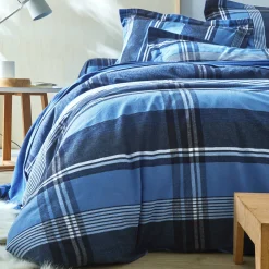 Bedlinnen in flanel Scott, ingeweven motieven