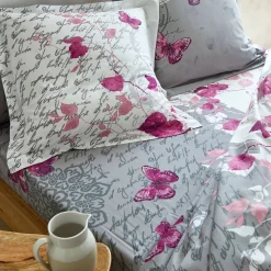 Bedlinnen in katoen Célestine met bloem- en vlindermotieven