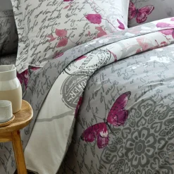 Bedlinnen in katoen Célestine met bloem- en vlindermotieven